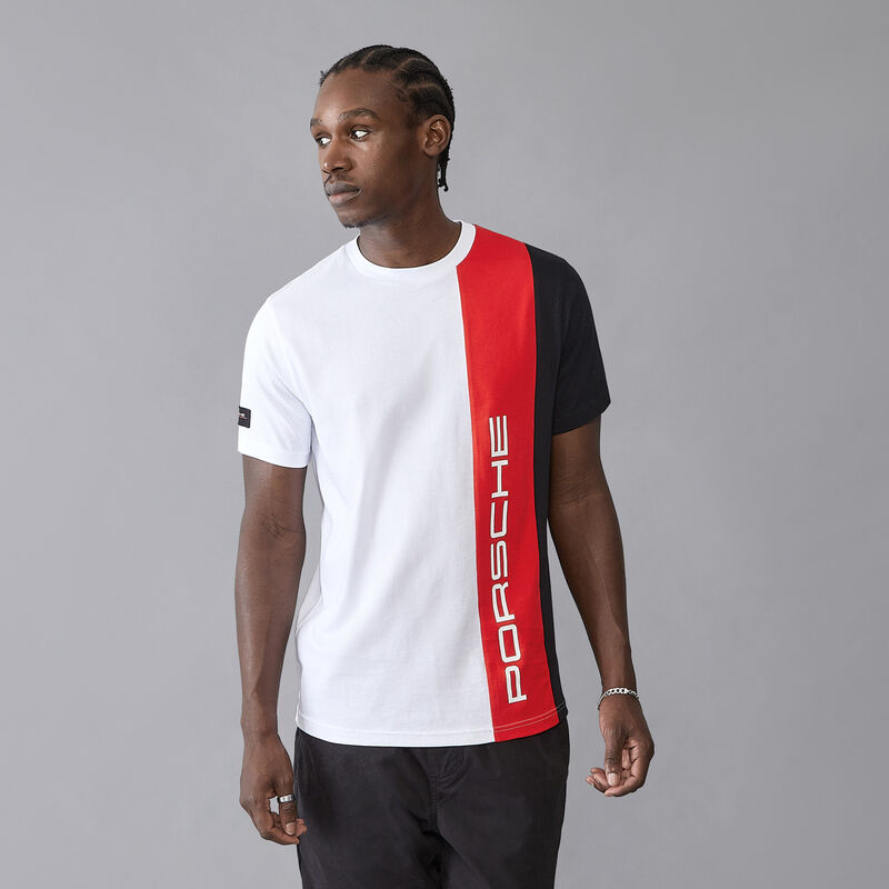 PORSCHE FW MENS STRIPE TEE - white